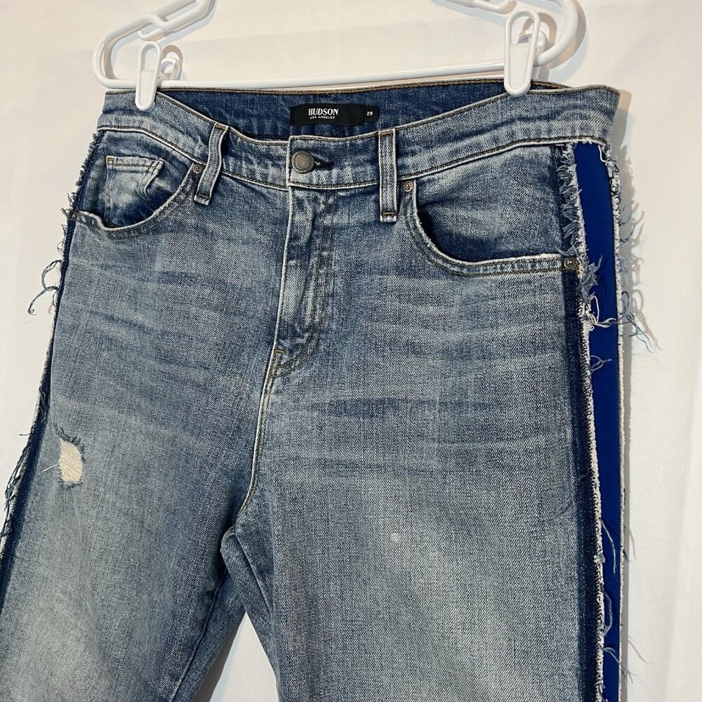 Hudson Anthropologie Jessy Boyfriend High Waist Jeans Size 29 Distressed Blue - Picture 13 of 16